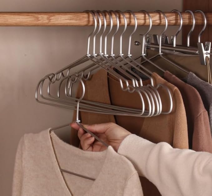 Premium Matte Silvery Aluminum Coat Hangers 20 Pack, 16.2” Extra Smooth & Durable Metal Shirt Dress Hanger,Aluminum Alloy Hanger,Clothing Support,Clothing Hang