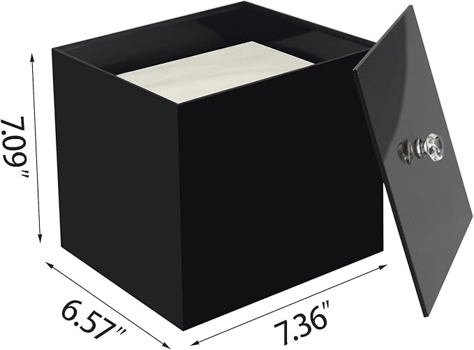Weiai Face Towel Box, Acrylic Facial Disposable Towelettes Holder Container for XL Face Towels and Protects from Dust, Black