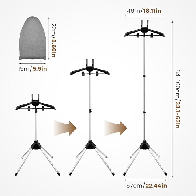 Garment Steamer Stand for Clothes, Adjustable Stand for Clothes Hanger & Mini Grey Ironing Board Portable Handheld Steamer Ironing Accessories for Clothes