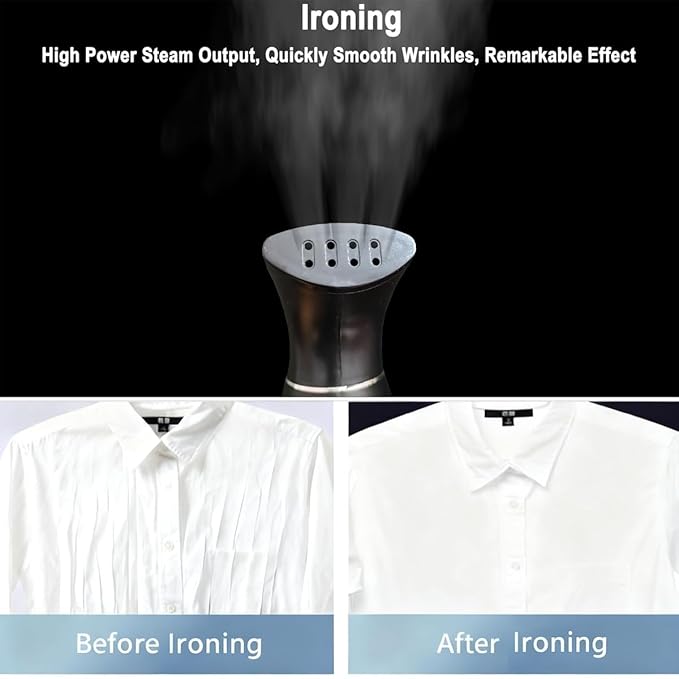 Steamer for Clothes, Portable Handheld Design, 180ml Big Capacity, 800W, Strong Penetrating Steam, Removes Wrinkle, for Home, Office(ONLY FOR 120V)-Black