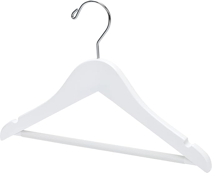 Quality 12” Kid's Wooden Hangers, 20 Pack Solid Wood with Pants Bar, Shoulder Notches, Anti Rust 360 Swivel Hook for Coats, Suits, Jackets and More - Toddler and Baby Cloth Hanger Set (White, 80)
