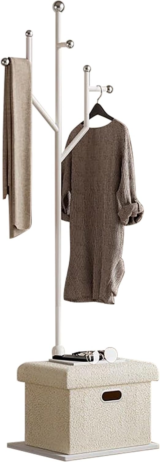 Modern Metal Coat Rack Stand, Heavy Duty Coat Rack Freestanding with Natural Marble Base, 8 Hooks, Ideal for Bedroom, Entryway, Hallway, Office, Gifts for Women, for Mom, for Men (White)
