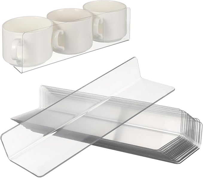 HOMSFOU Shelf Divider Organizer 20pcs Shelf Dividers Clear Plastic Commodity Separator L Shaped Supermarket Organizer for Kitchen Cabinet Bookcase Office Retail Store