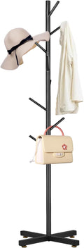 Metal Coat Rack, Modern Coat Rack Freestanding, Sturdy Coat Tree Stand with Cross Base, Black Coat Racks Hall Tree for Clothes Jacket Hat Bag Entryway