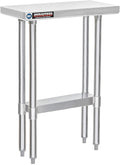 DuraSteel 24x12 Stainless Steel Work Table - NSF Commercial Prep Metal Table - Outdoor Pizza Oven Stand w/Under Shelf - Kitchen Island Laundry Utility Garage Microwave Stand Large Rolling Storage Cart