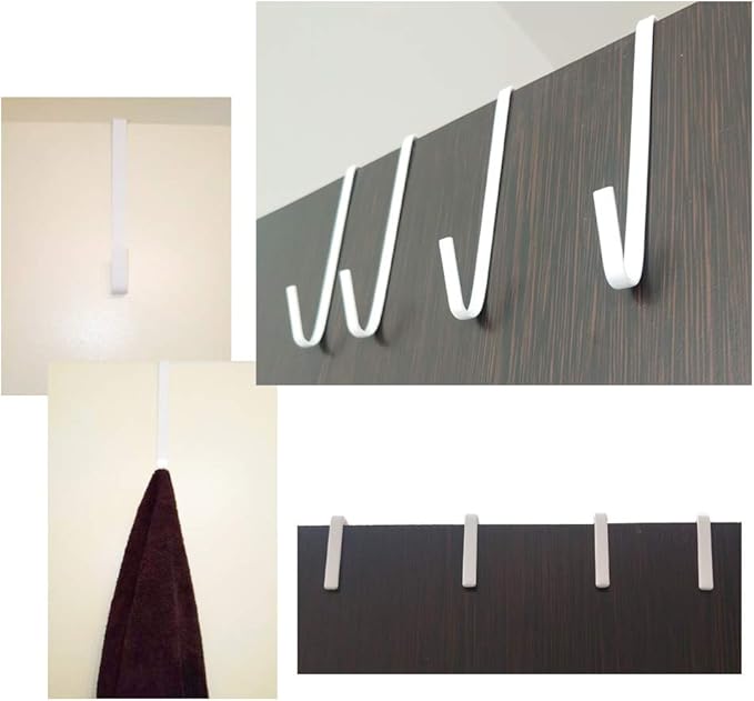OJYUDD 12 Pack White Smart Over The Door Hook,2 Side Metal Z Hooks,S Hooks for Hanging Coats,Bags,Towels for Bathroom,Kitchen,Office