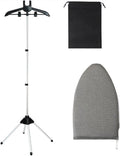Garment Steamer Hanger Stand,Foldable Garment Steamer Stand with Ironing Gloves for Clothes,Adjustable Steamers Stand Handheld Steamers Clothing Rack for RV, Home,Hotel (Grey+Black,Size:160*57cm*46cm)