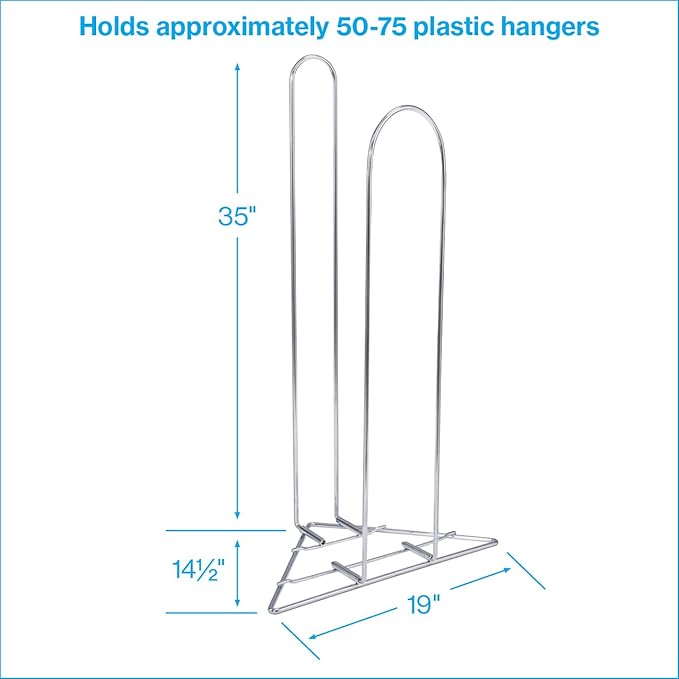 SSWBasics Chrome Clothing Hanger Holder (Fits 50-75 Hangers) – Lightweight and Portable Laundry Room and Retail Hanger Organizer Stacker – for Adult Size Hangers