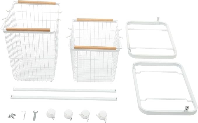 2 Tiers Metal Laundry Basket with Wheels, Removable Wire Laundry Baskets With 4 Universal Wheels Rolling Laundry Basket Floor Standing, Load Bearing Capacity of 88.18 lbs