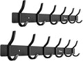 Clothes Hanger 6 Hooks, Load 20 kg Aluminum Alloy Hat Black