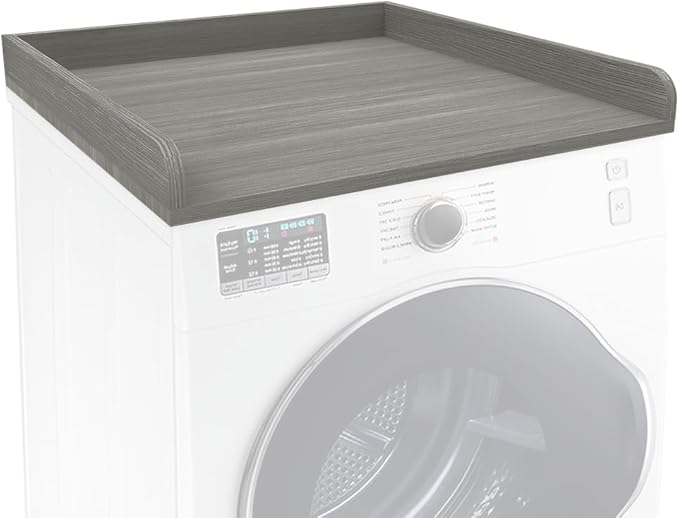 Washer Dryer Countertop Only, 27.5" x 27.5" Laundry Room Countertop for Folding, Washer and Dryer Countertop Single with Non-Slip Pads, Easy Install Washer and Dryer Topper with Edge Rails Gray