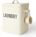LA JOLIE MUSE Laundry Detergent Powder Storage Tin Box, Farmhouse Laundry Room Decor, 9 Inch High, Cream