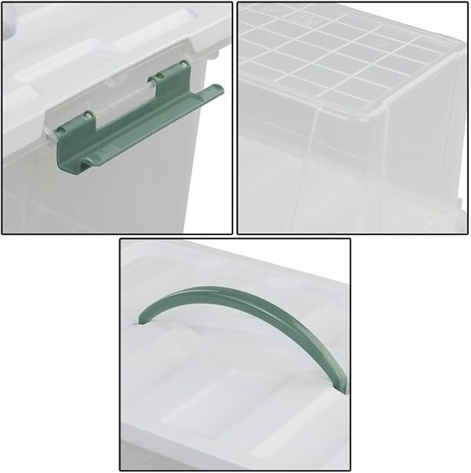 Jekiyo Clear Latching Box, Plastic Storage Bin, 2 Packs(6 Quart&14 Quart)