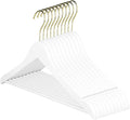 Andaz Press Bridal Hangers, Premium White Wooden Hangers for Wedding Dress, Bridesmaid Dresses, & Clothes, Heavy Duty Hanger with 360° Gold Swivel Hook and Smoothly Cut Notches, 10 Pack