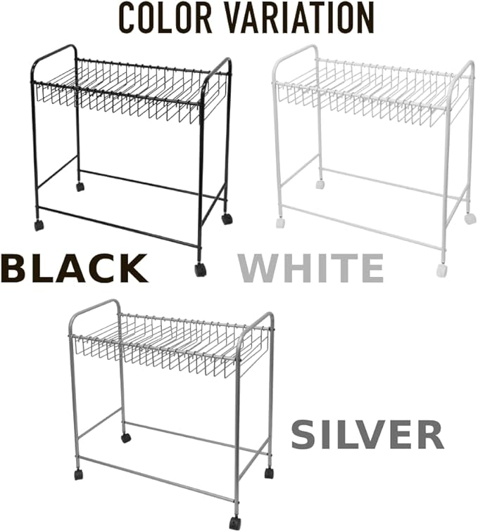 Japard Pants Organizer Rack Trolley with 20 Double Slim Hangers Rolling Trouser Metal Rack Hangers, Space Saving for Closet - 40 Storage Pants Jeans Scarf Silver
