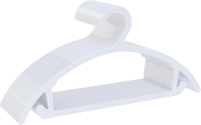30 Pack Clothes Hangers, Non Slip Heavy Duty Plastic Hangers, Space Saving All-in-One Garment Hangers for Dresses Suits Jeans Knits, Hold Up to 11 LB Dry & Wet, 16.4" x 8.3", White, UAPY0830W