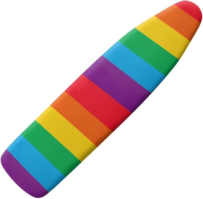 Rainbow Stripes Fabric Cover for Extra Wide 15 x 54 Ironing Boards, Non Stick Scorch and Stain Resistant Standard Size Ironing Board Cover, Home Ironing Decor