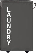 92L Extra Large Laundry Hamper with Leather Handle,Standable Laundry Basket with Wheels Laundry Hamper on Wheels,Large Hamper,Rolling Laundry Basket Grey