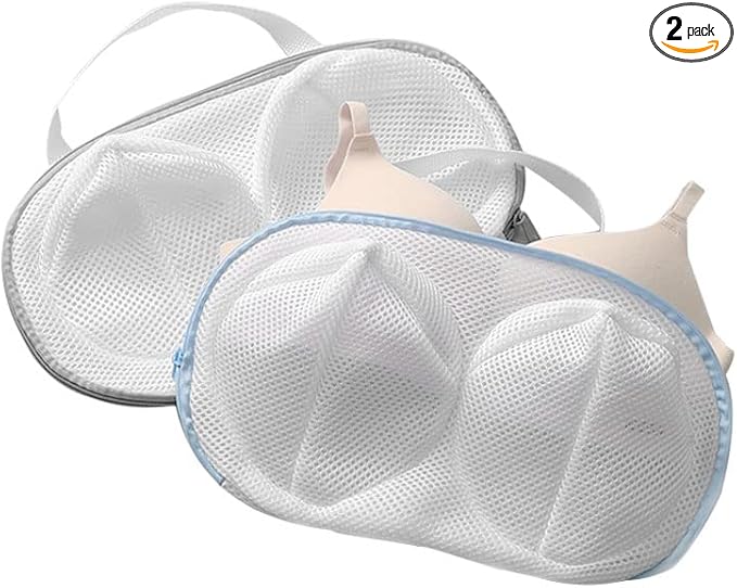 Bra Wash Bag Set of 2, Mesh Laundry Washing Bags with Premium Zipper for Bra, Foldable Mesh Lingerie Underware Wash Bags Protector for Washing Machine