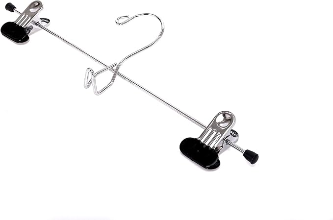 12 Quality Pants Hangers Heavy Duty Add-on Skirt/Slack Metal Hanger, Extra Wide Adjustable Clips, Multi Stackable Add on Hangers, Chrome, Jeans, Bottoms (12)