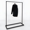 LITFAD Contemporary Metal Hall Tree Hang Garment Lever Hall Stand Free Standing Clothes Hanger Clothing Store Coat Rack in Black - 39.4" L x 16" W x 63" H Single Clothing Rod