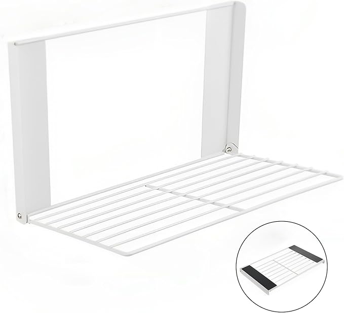 Magnetic Multi-Purpose Organizer Shelf – Space-Saving Side Storage for Washing Machine, Fridge & Bathroom, Folding Towel Rack for Laundry Room & Camper Sink Area – White