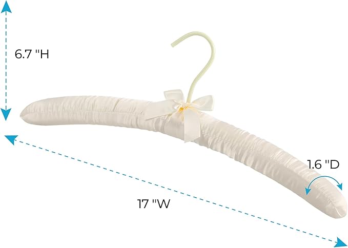 JS HANGER Padded Hanger for Sweaters - 17 Inch Extra Large Heavy Duty Satin Covered Coat Hangers No Shoulder Bump for Women Clothes, Sweaters, Dresses, Clothing, Weddings, Lingerie Pack of 10, Ivory
