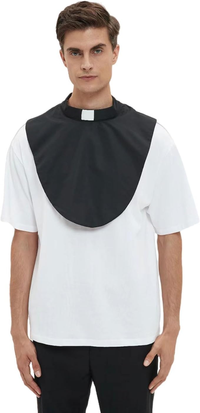 BLESSI Unisex Clergy Tab Collar Dickey Clerical Dickey Bib Collar with Insert White Collar Tab