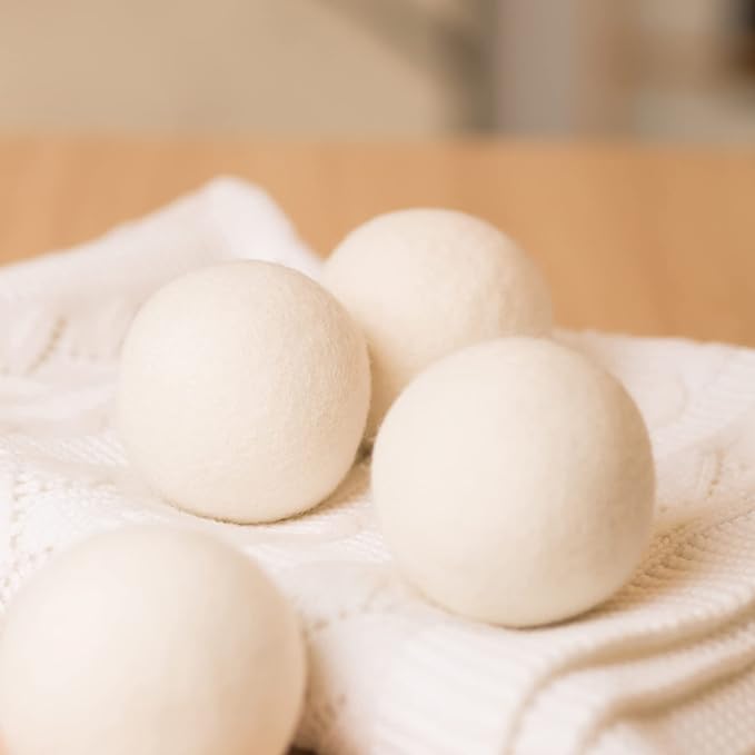 Wool Dryer Balls-Pack of 6,Premium Reusable New Zealand Natural Fabric Softener,Saves Drying Time, Handmade-Upgraded Version(Made of The Latest Shearing)-2.6 Inch