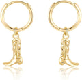 Mameloly Cowgirl Earrings for Women CZ 14K Gold Plated Western Cowboy Hat Dangle Hoop Earrings Cute Jewelry Hypoallergenic