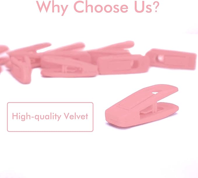Trgowaul Blush Pink Velvet Hangers Clips, Pants Hangers Velvet Clips, Strong Finger Clips Perfect for Thin Velvet Hangers (20 Pcs, Blush)