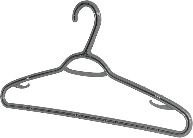Set of 10 Slim Clothes Hanger by Neatfreak! - Space Saving Hangers For Clothes, Pants, Lingerie and Accessories - Robust Grey Plastic Hangers With Hooks and Pants Bar - 10 Pack
