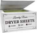 SUPERDANT Dryer Sheet Holder with Hinged Lid Laundry Room Decor Fabric Softener Dispenser Space Saving for Organization Wooden Dryer Sheet Dispenser Container