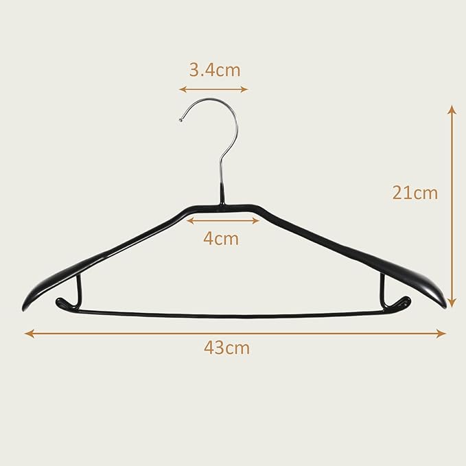 5 Pack Wide Shoulder Hangers Metal Suit Hangers Smooth Soft Gloss Grippy Flexible Thick Rubber Blazer Non Slip Jacket Clothes Hangers Black