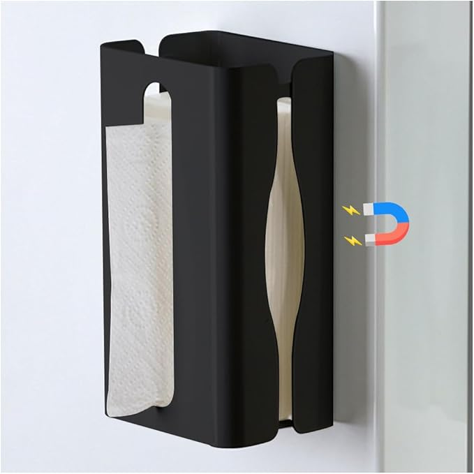 OLizee® Magnetic Dryer Sheet Holder Dryer Sheet Container Kitchen Tissue Box Dryer Sheet Dispenser Tissue Storage Holder for Metallic Surfaces Black