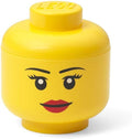 Room Copenhagen, LEGO Storage Head (Mini) - Girl - 4 x 4.5 Inches (10.2 x 11.5 cm) - Stackable Plastic Storage Box with Lid for Kids' Toy Organizer and Room Decor