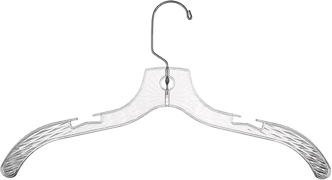 12 Pack - Heavy Weight 17" Clear Crystal Plastic Cloth Hangers - 12 Pack Suit or Coat Swivel Hook Hanger (Clear Hanger)