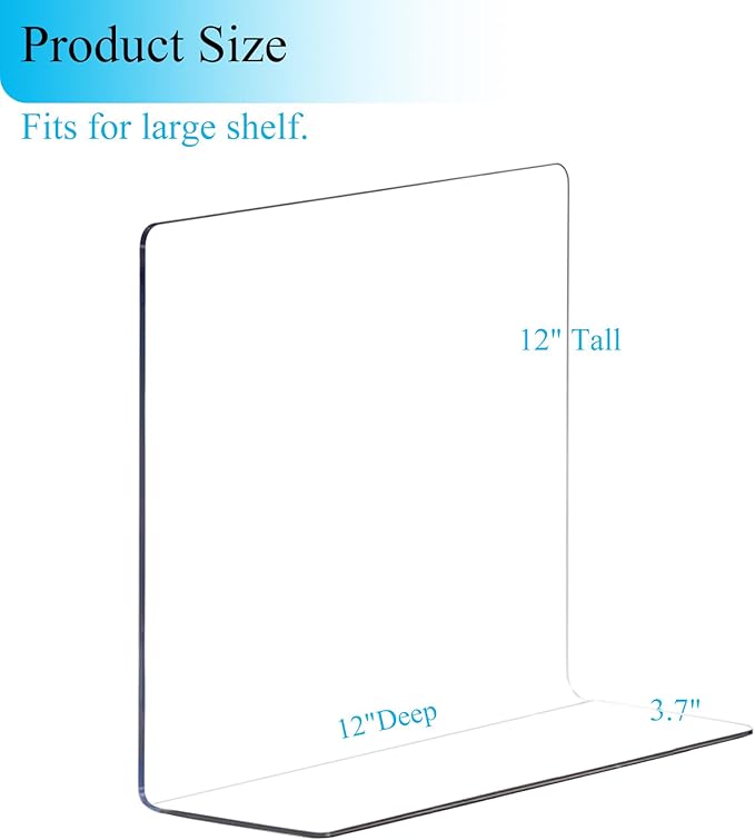 Shelf Dividers for Closet Organization: 12" Tall x 12" Deep Acrylic Closet Shelf Dividers for Clothes Sweater Purse - Clear Organizers and Storage Separators for Home Space Saver Enthusiasts