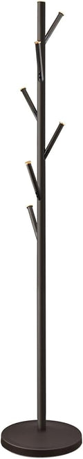 Kira Home Addison 68" Modern 6 Hook Free Standing Metal Coat Rack, Weighted Base, Gold Cap Accents + Oil-Rubbed Bronze Finish