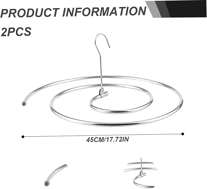 2Pcs Spiral Hanger 18Inch Round Spiral Shaped Drying Rack Stainless Steel Clothes Drying Rack Rotatable Space Saving Quilt Blanket Hanger for Home