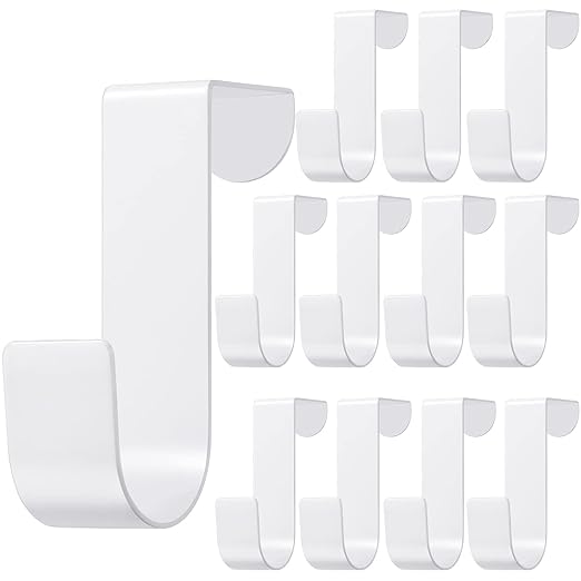 Hotop 12 Pcs Over The Cabinet Drawer Door Hooks 1.12 Inch for Hanger in The Cabinet Decoration Hooks Sturdy Metal Z Shaped Hanger Peg for Bathroom Clothes Towel(White)
