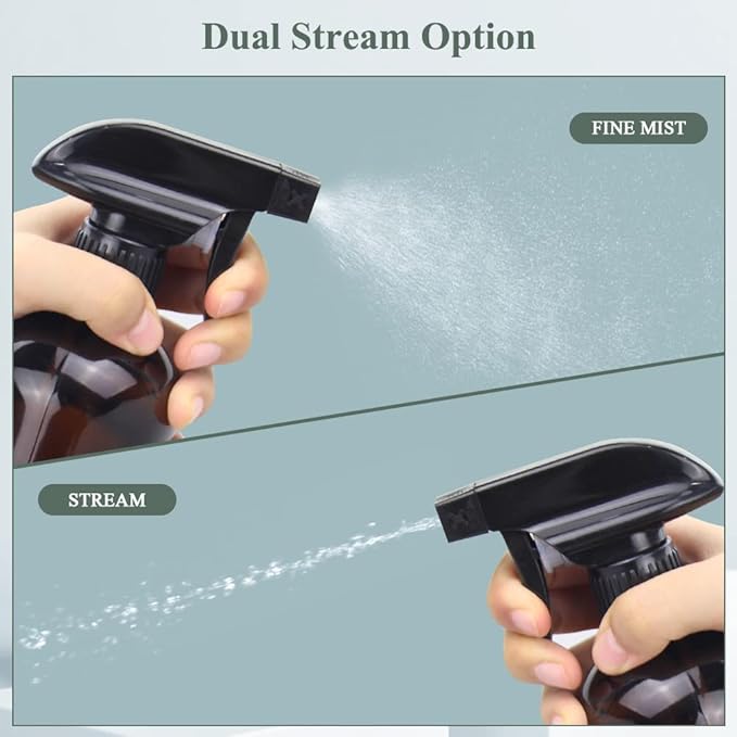 Wedama Spray Nozzle for 8 oz and 16 oz Glass Spray Bottles, Black Trigger Sprayers Replacement with Mist Stream Sprayer Adjustable Spray Bottle Nozzles - 2Pack