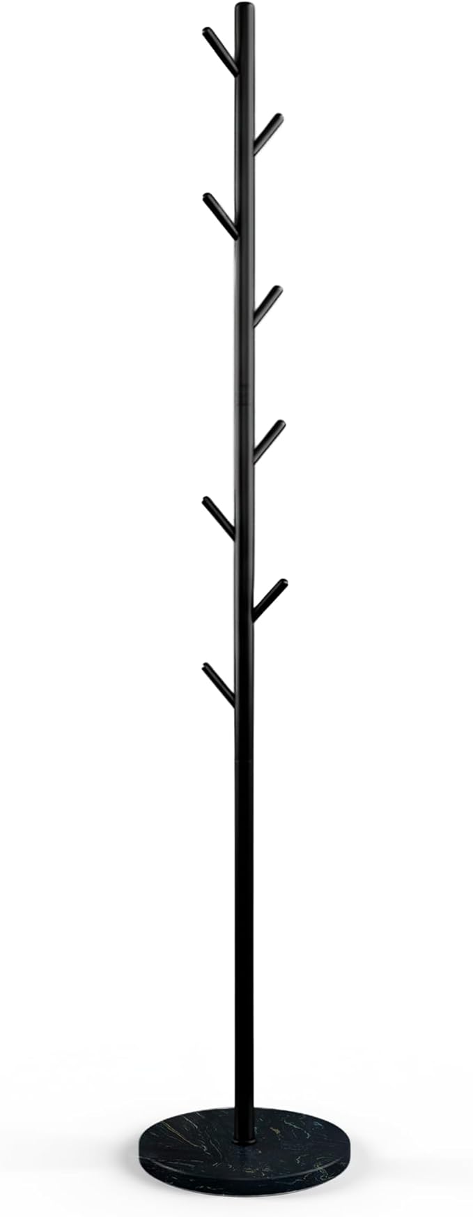 Coat Rack Freestanding Metal Clothing Rack – Modern Clothes Organizer with 8 Coat Hooks – Space-Saving Hall Tree for Entryway, Bedroom, Office – Sturdy Minimalist Coat Hanger & Garment Rack (Black)