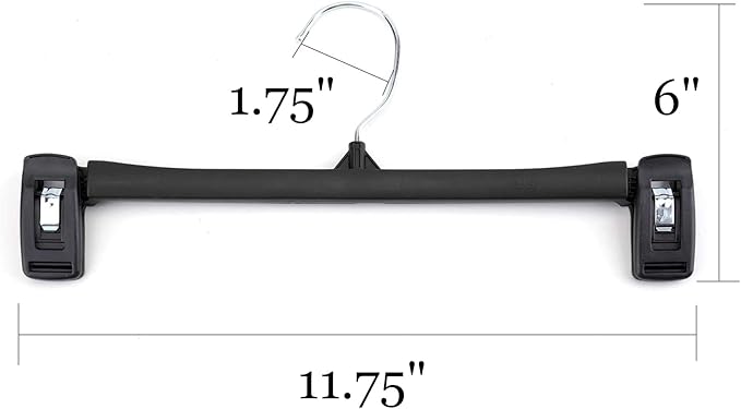 Tosnail 40 Pack 12 Inch Plastic Skirt Pants Clothes Hangers with Non-Slip Big Clips and Swivel Hook - Black