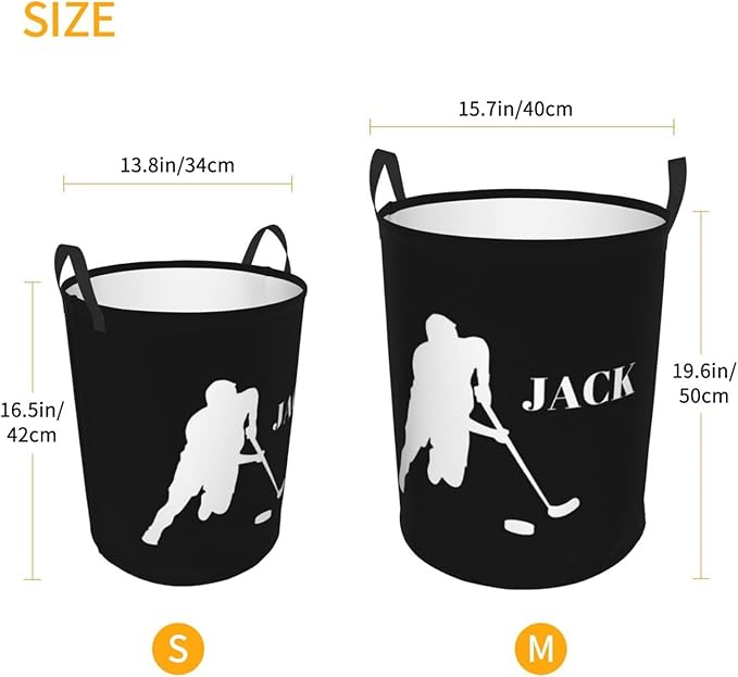 Personalized Laundry Basket for Nursery, Custom Nursery Laundry Hamper with Name, Customize Baby Clothes Circular Hamper for Boys Girls Room Decor, Hockey