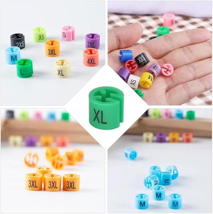 Clothes Hanger Size Markers with Color-Coding Tags 90 Pcs Plastic Size Clips Xxs to 4Xl for Retail Store and Laundry Organization