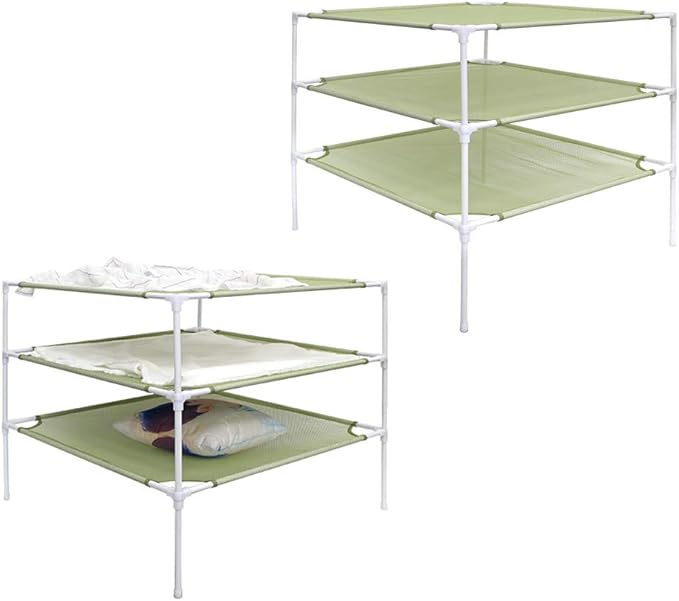 Growsun Sweater Drying Rack 6-Layer Stackable Cloth Mesh Dry Net,Green(Connector Updated)