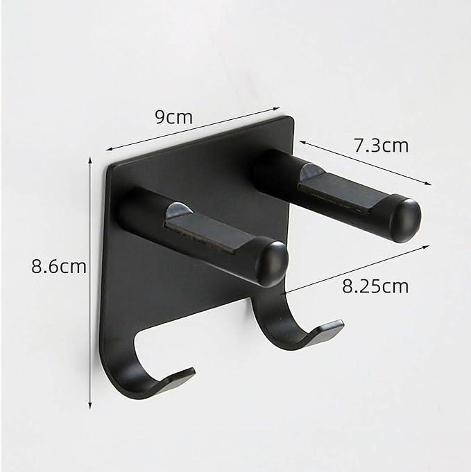 Hair Dryer Holder Stainless Steel Chromed (Black with Hooks)