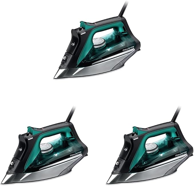Rowenta Pro Master Stainless Steel Soleplate Steam Iron for Clothes,210g/min,400 Microsteam Holes,Cotton,Wool,Poly,Silk,Linen,Nylon,1775 Watts Iron Steamer- Clothes,Powerful Steam DW8360(Pack of 3)