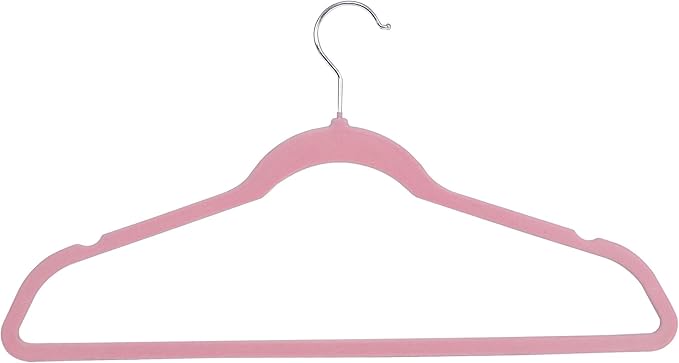 ZENY Velvet Hangers 100 Pack, Non-Slip Clothes Hangers, Suit Hangers with Shoulder Notches, Pants Bar, 360° Swivel Hook, Space-Saving, for Closet (Pink)